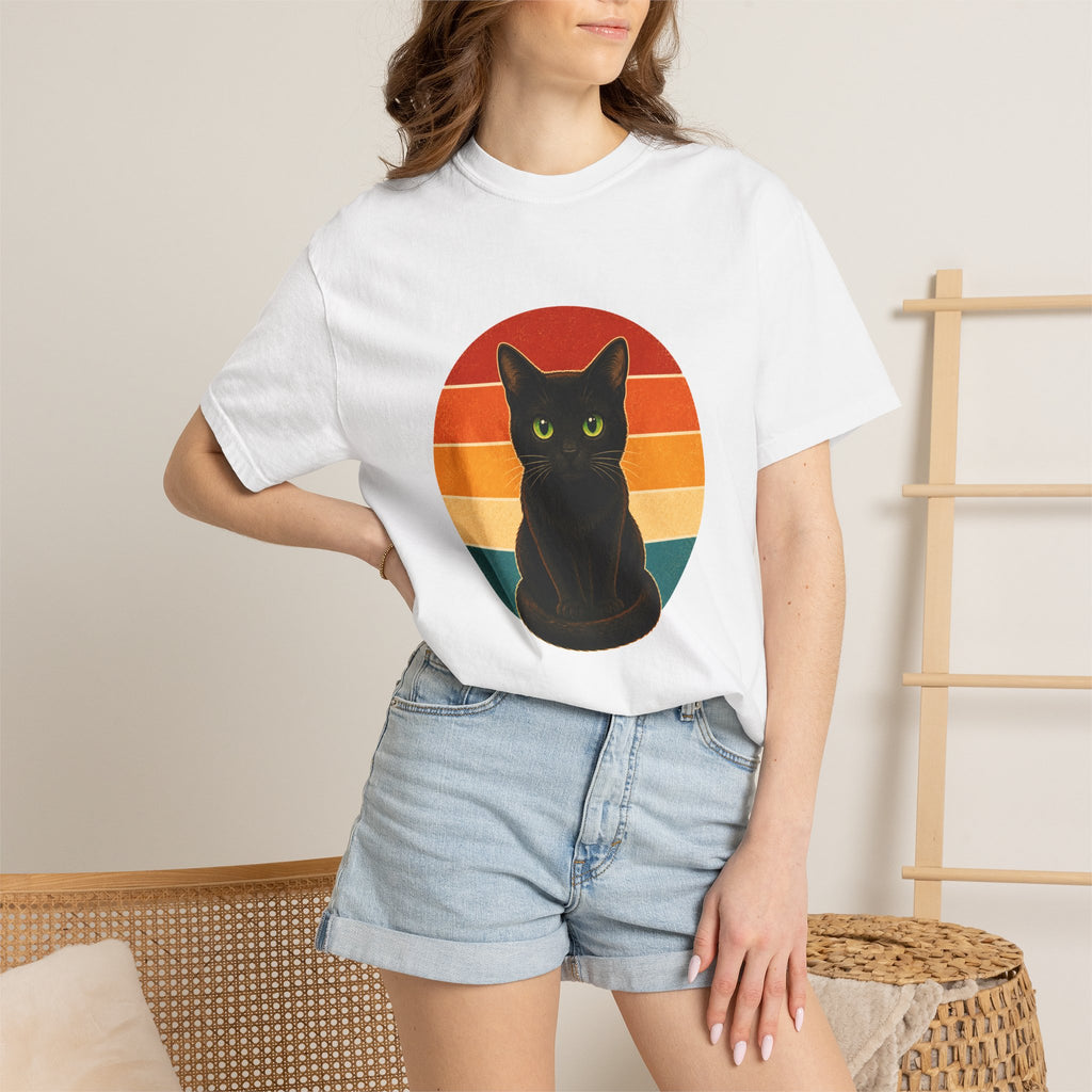 PawJoy Black Cat Retro Sunset Tee