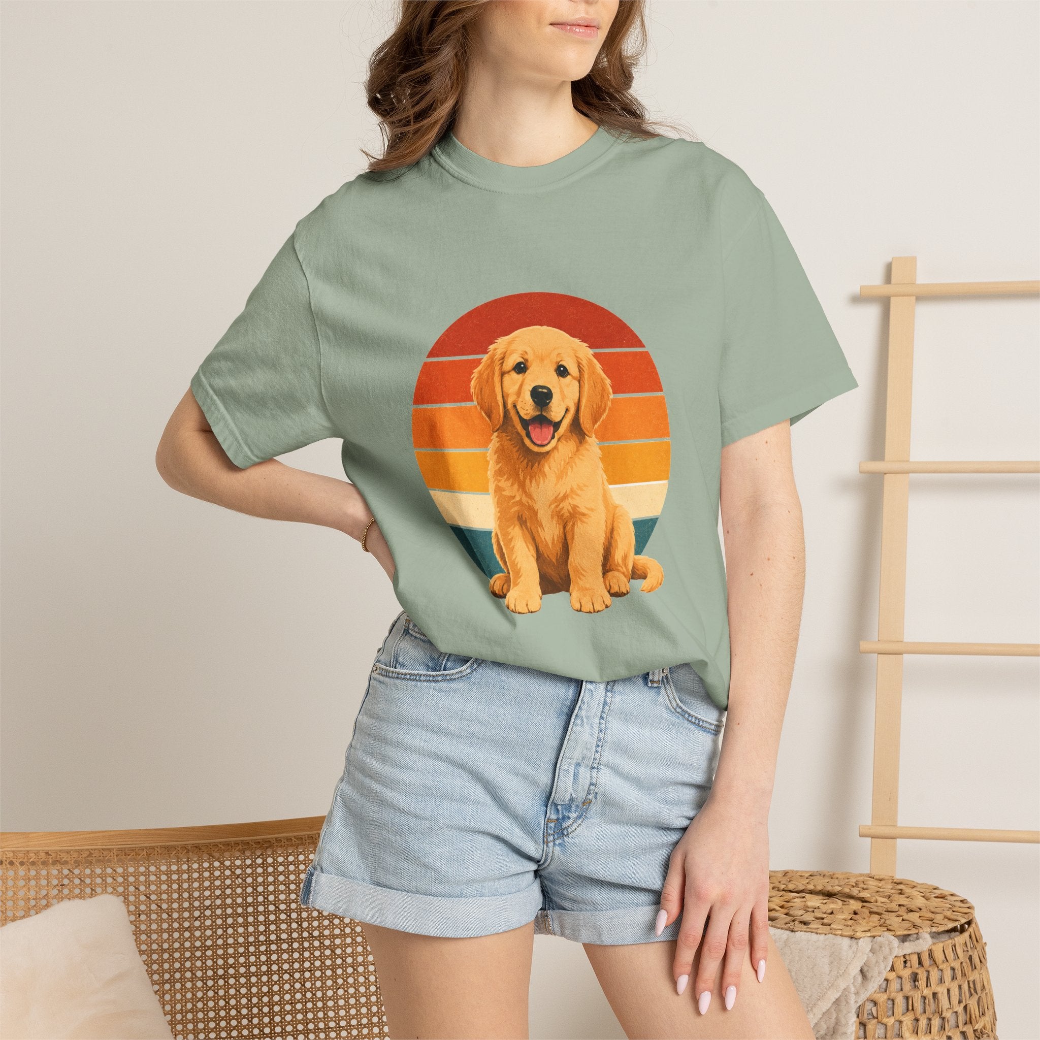 PawJoy Golden Retriever Retro Sunset Tee