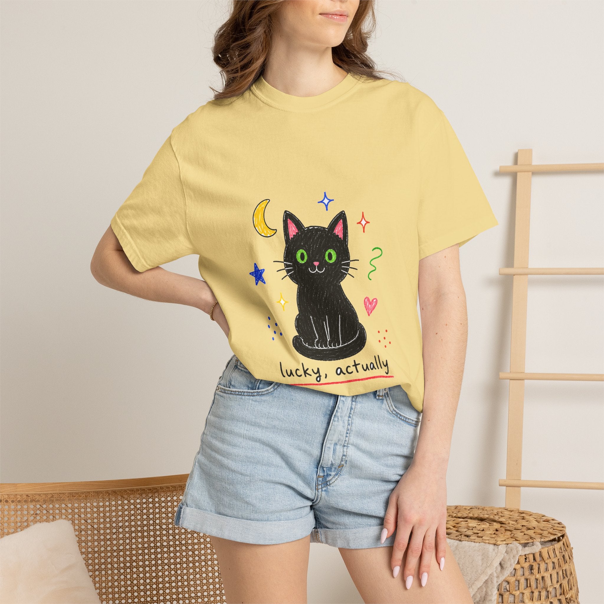 PawJoy Black Cat Lucky Crayon Tee