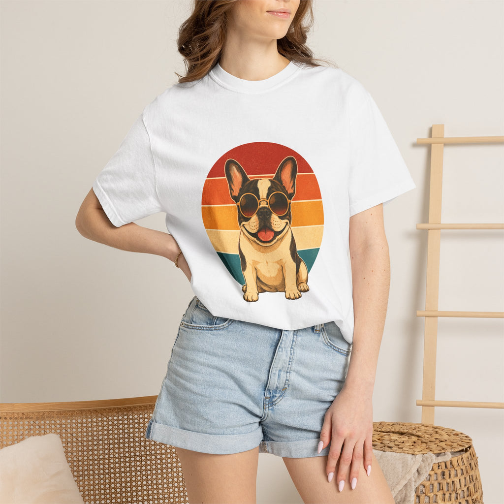 PawJoy French Bulldog Shades Retro Sunset Tee