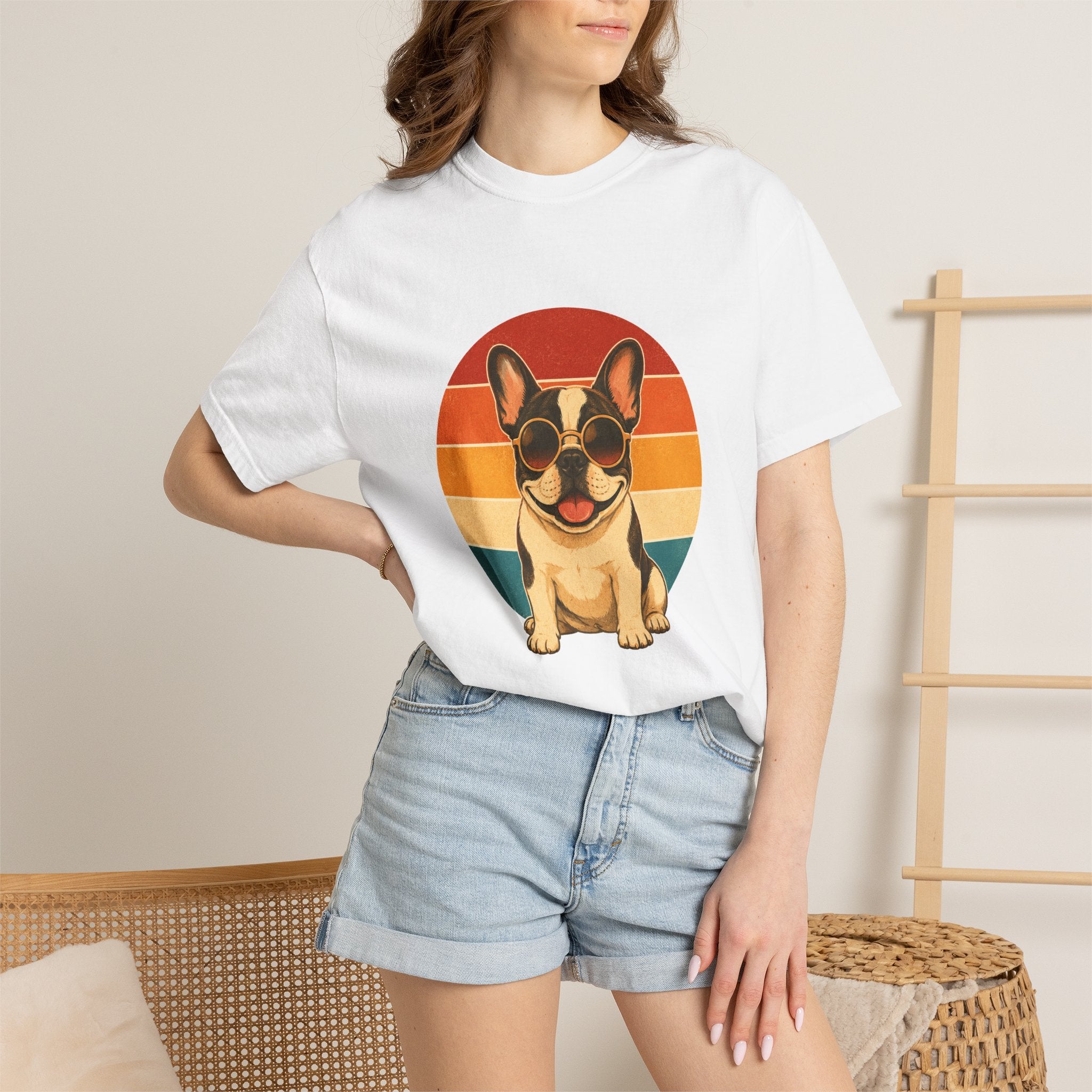 PawJoy French Bulldog Shades Retro Sunset Tee