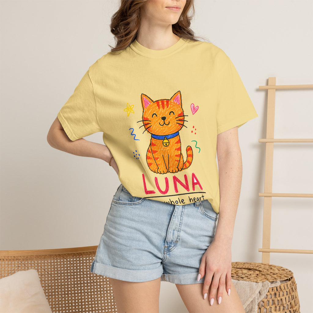 PawJoy Tabby Cat Custom Name Crayon Tee