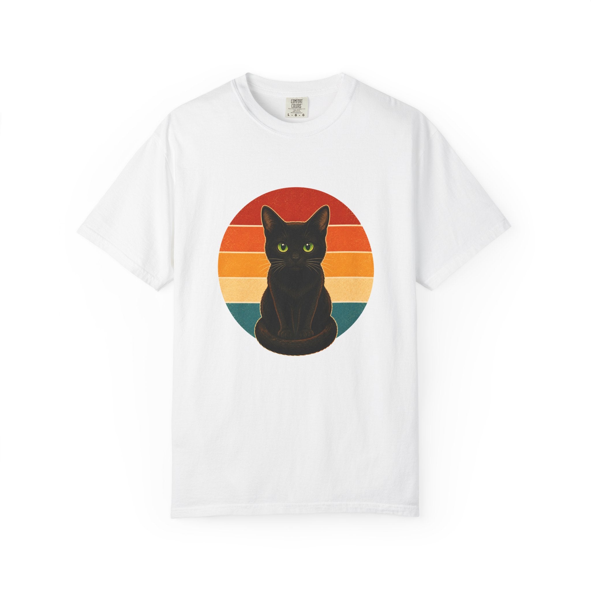 PawJoy Black Cat Retro Sunset Tee