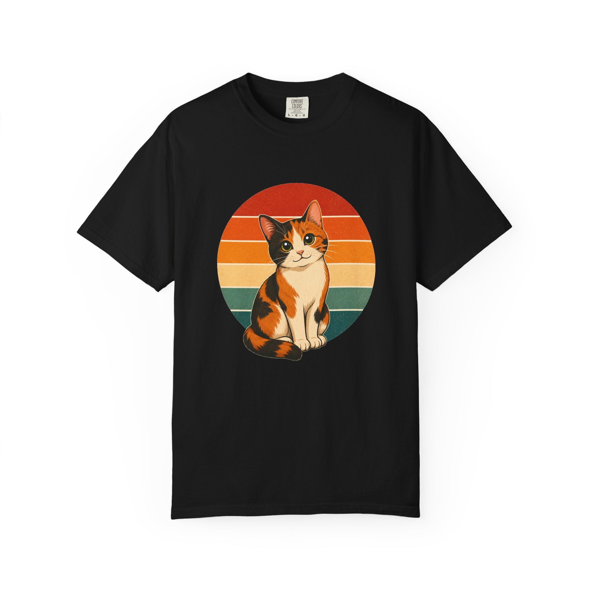 PawJoy Calico Cat Retro Sunset Tee