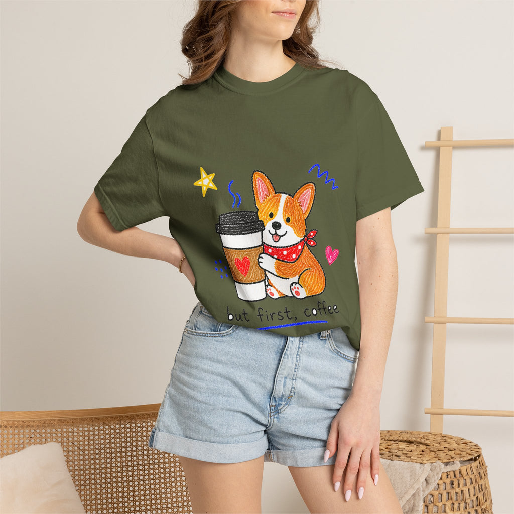 PawJoy Corgi Coffee Crayon Tee