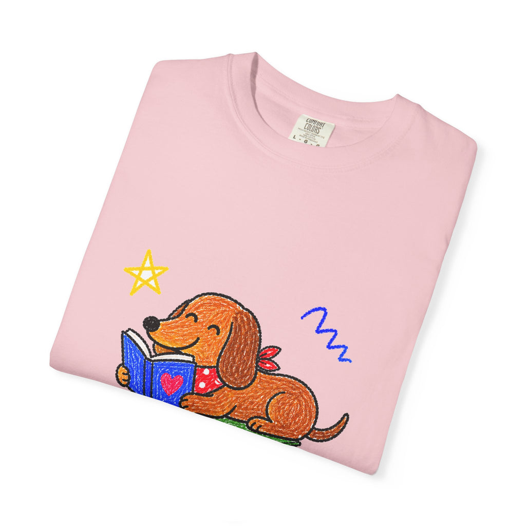 PawJoy Dachshund Book Lover Crayon Tee