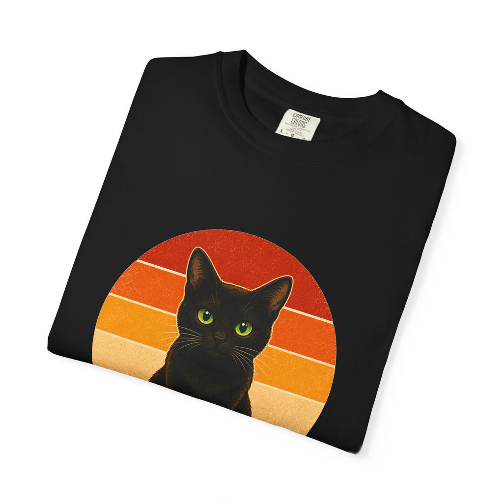 PawJoy Black Cat Retro Sunset Tee