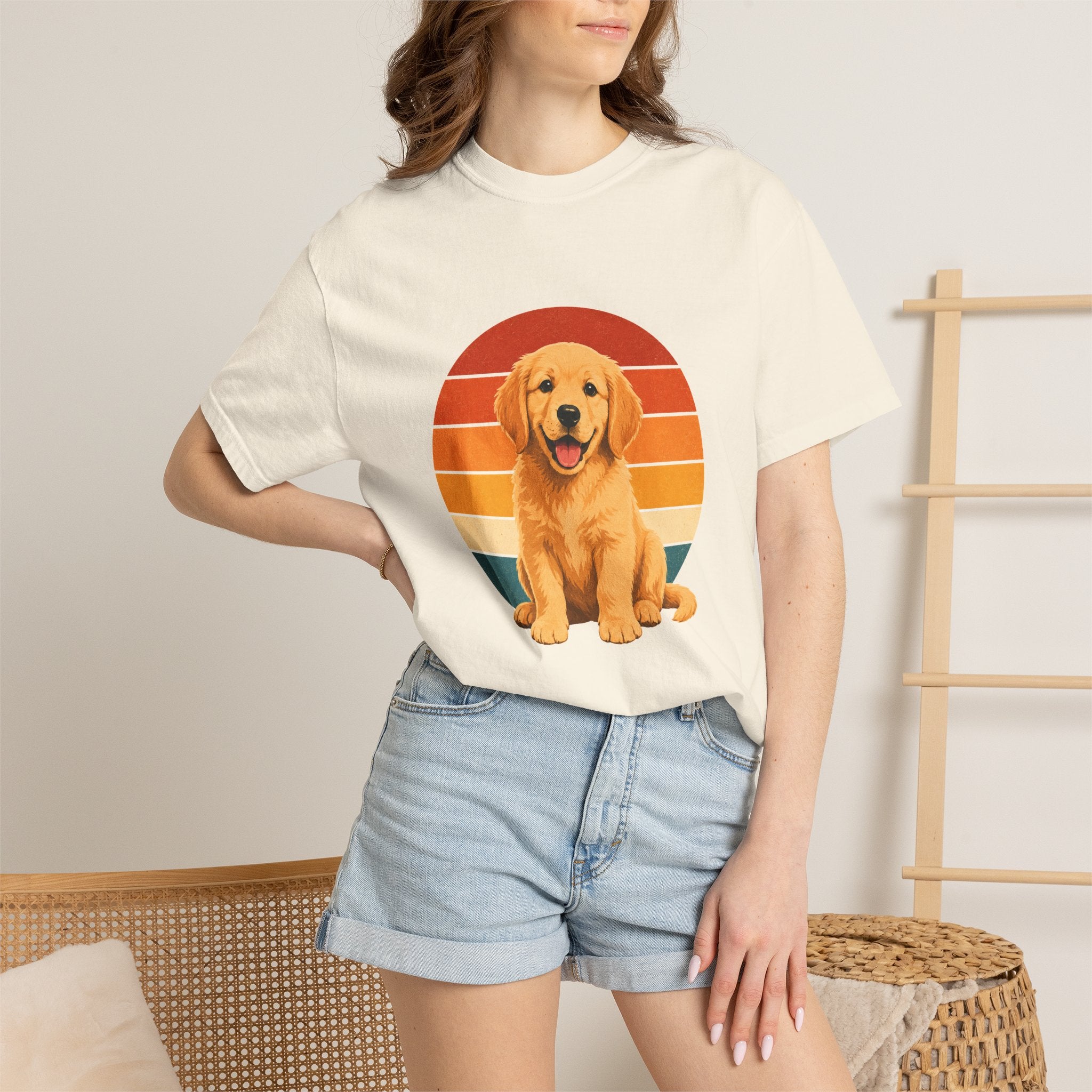 PawJoy Golden Retriever Retro Sunset Tee