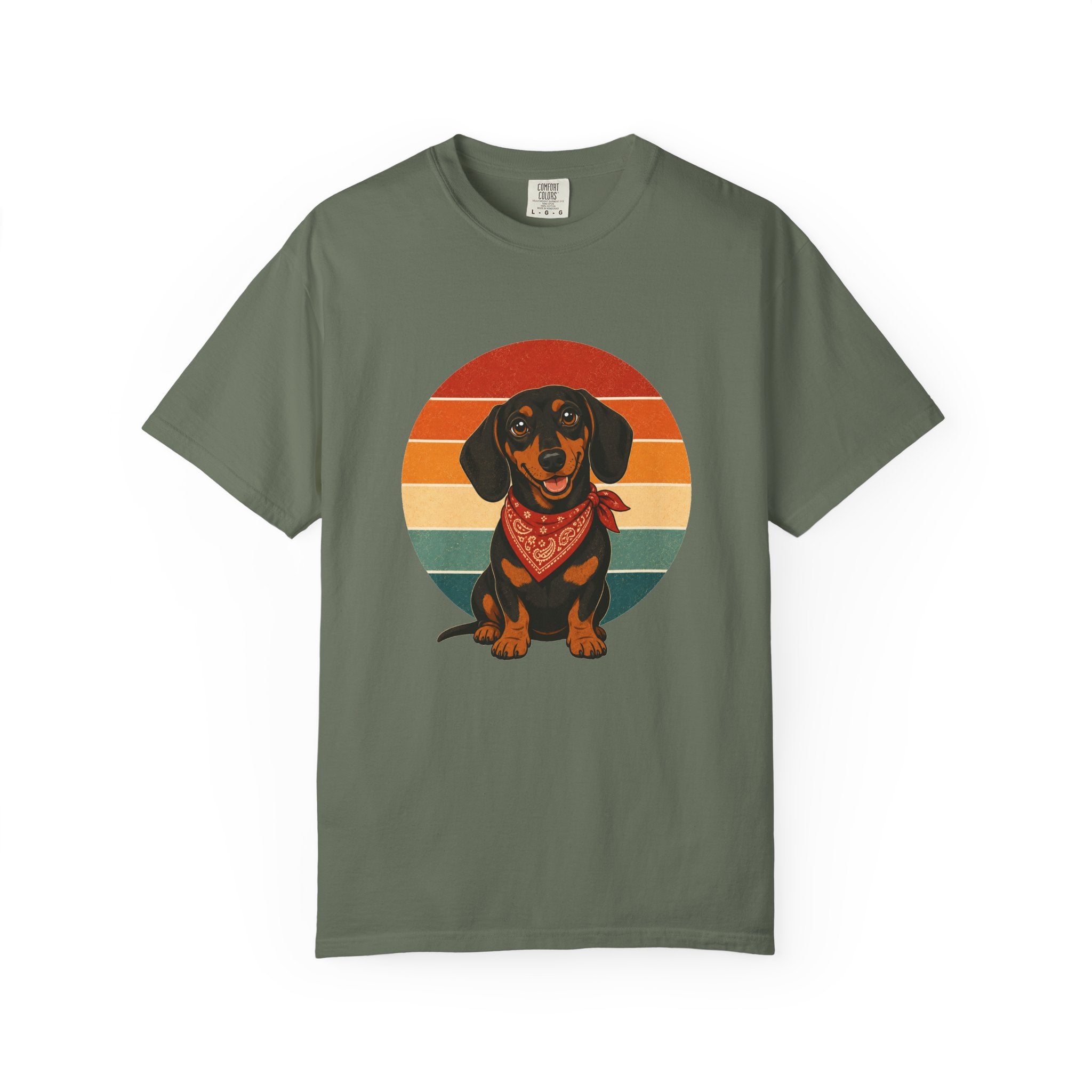 PawJoy Dachshund Bandana Retro Sunset Tee