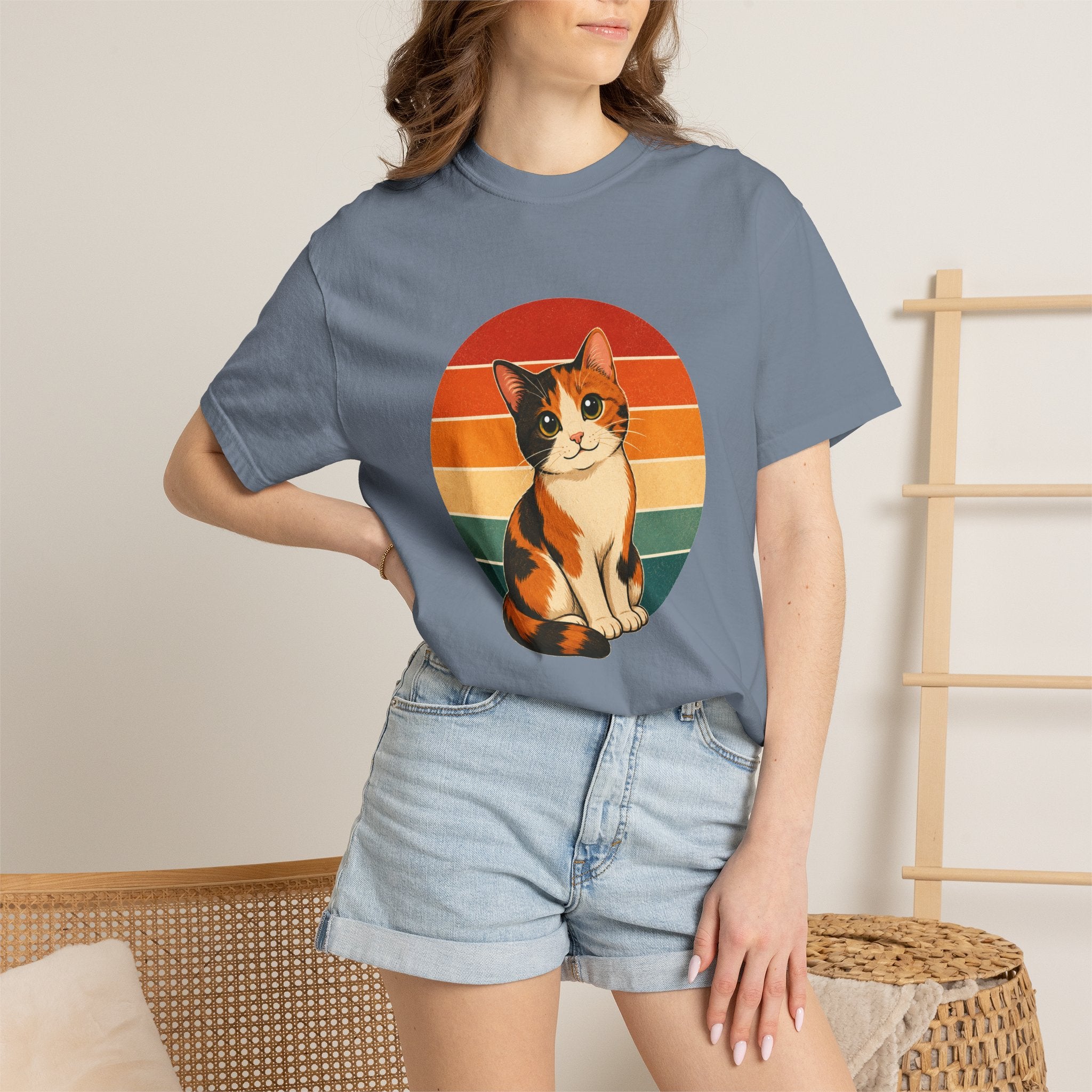 PawJoy Calico Cat Retro Sunset Tee
