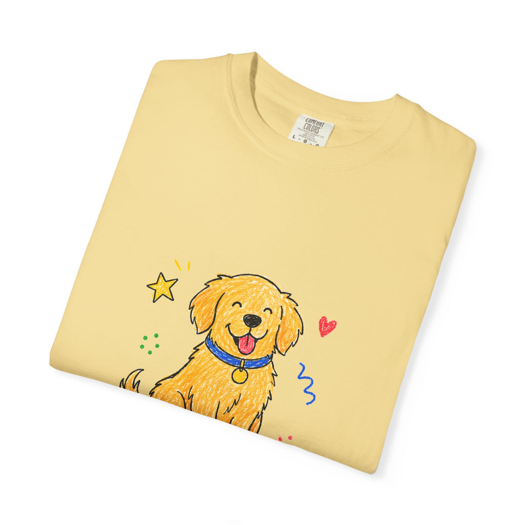 PawJoy Golden Retriever Custom Name Crayon Tee