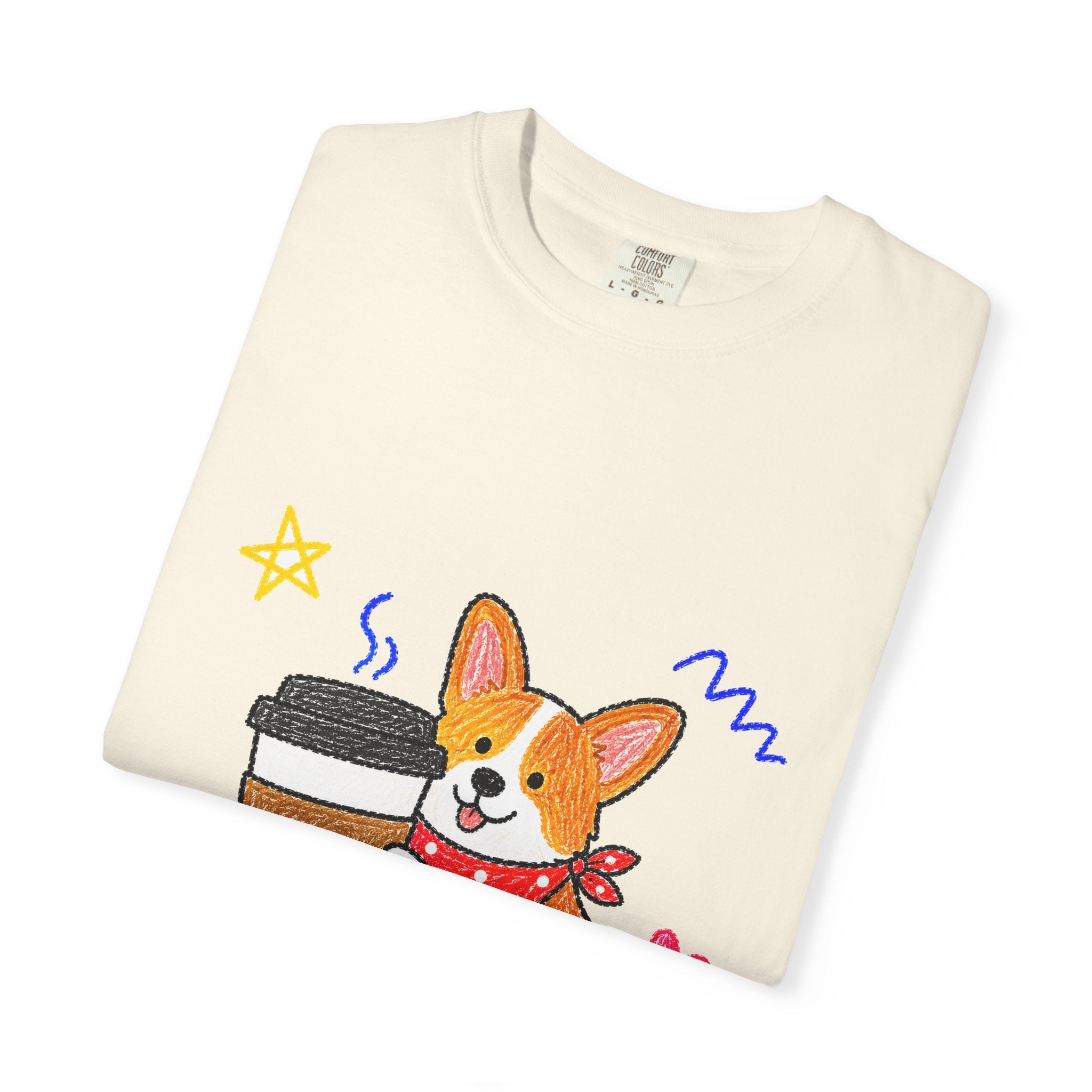 PawJoy Corgi Coffee Crayon Tee
