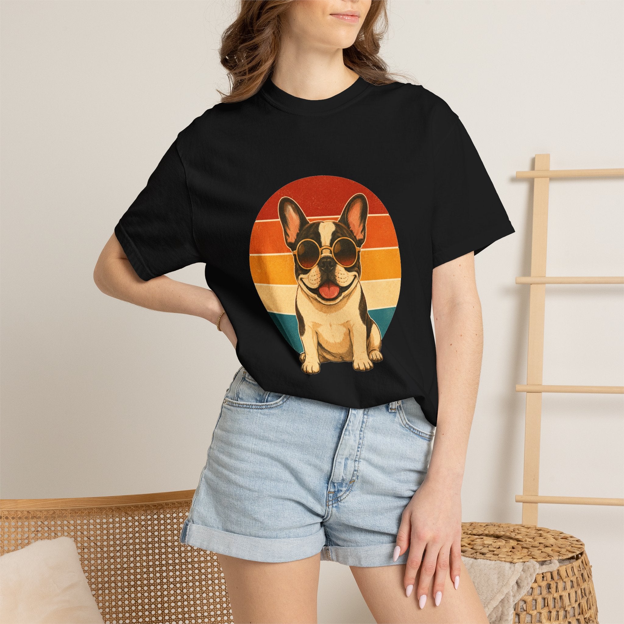 PawJoy French Bulldog Shades Retro Sunset Tee
