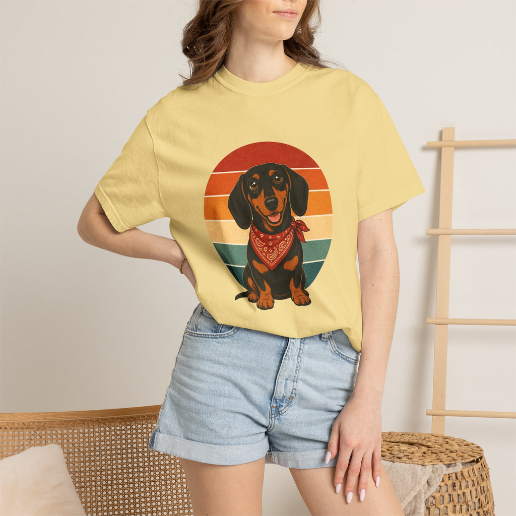 PawJoy Dachshund Bandana Retro Sunset Tee