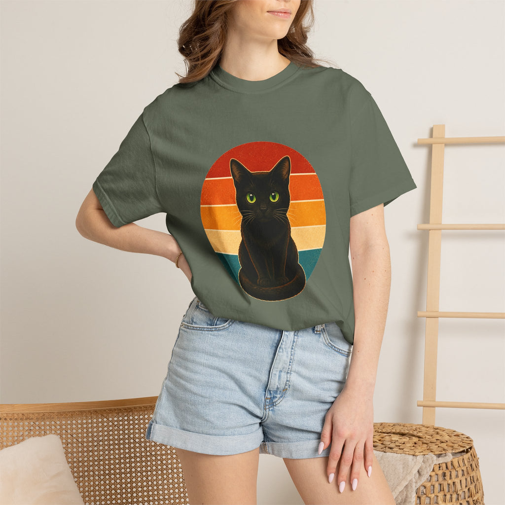 PawJoy Black Cat Retro Sunset Tee