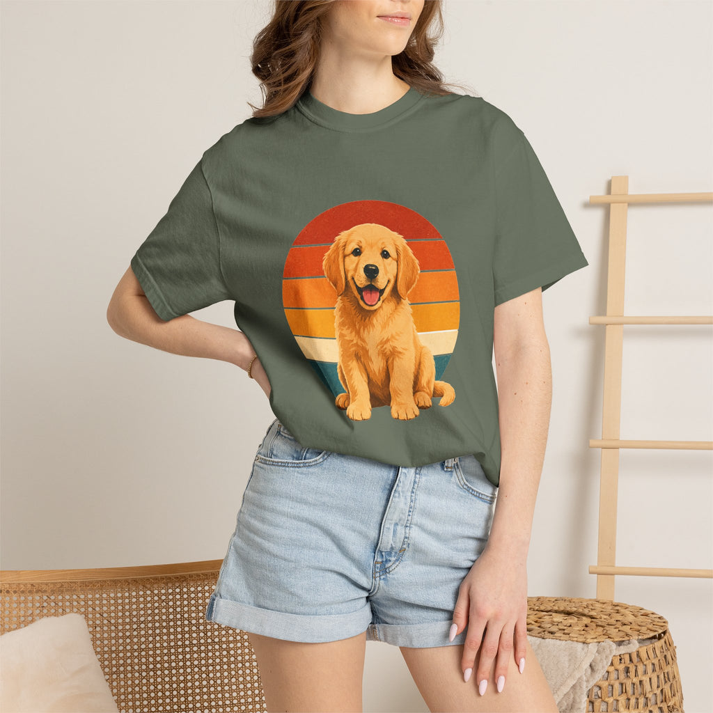 PawJoy Golden Retriever Retro Sunset Tee