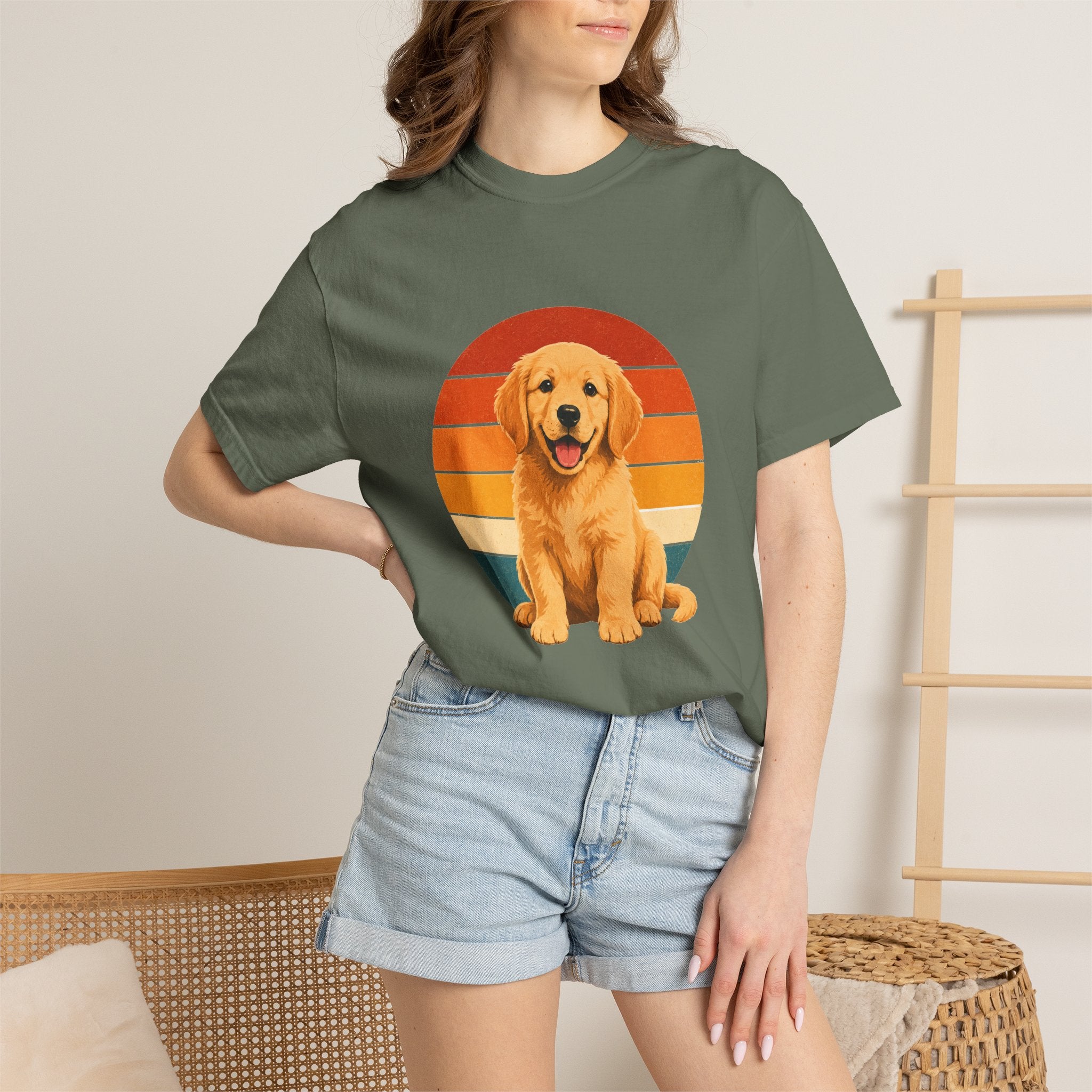 PawJoy Golden Retriever Retro Sunset Tee