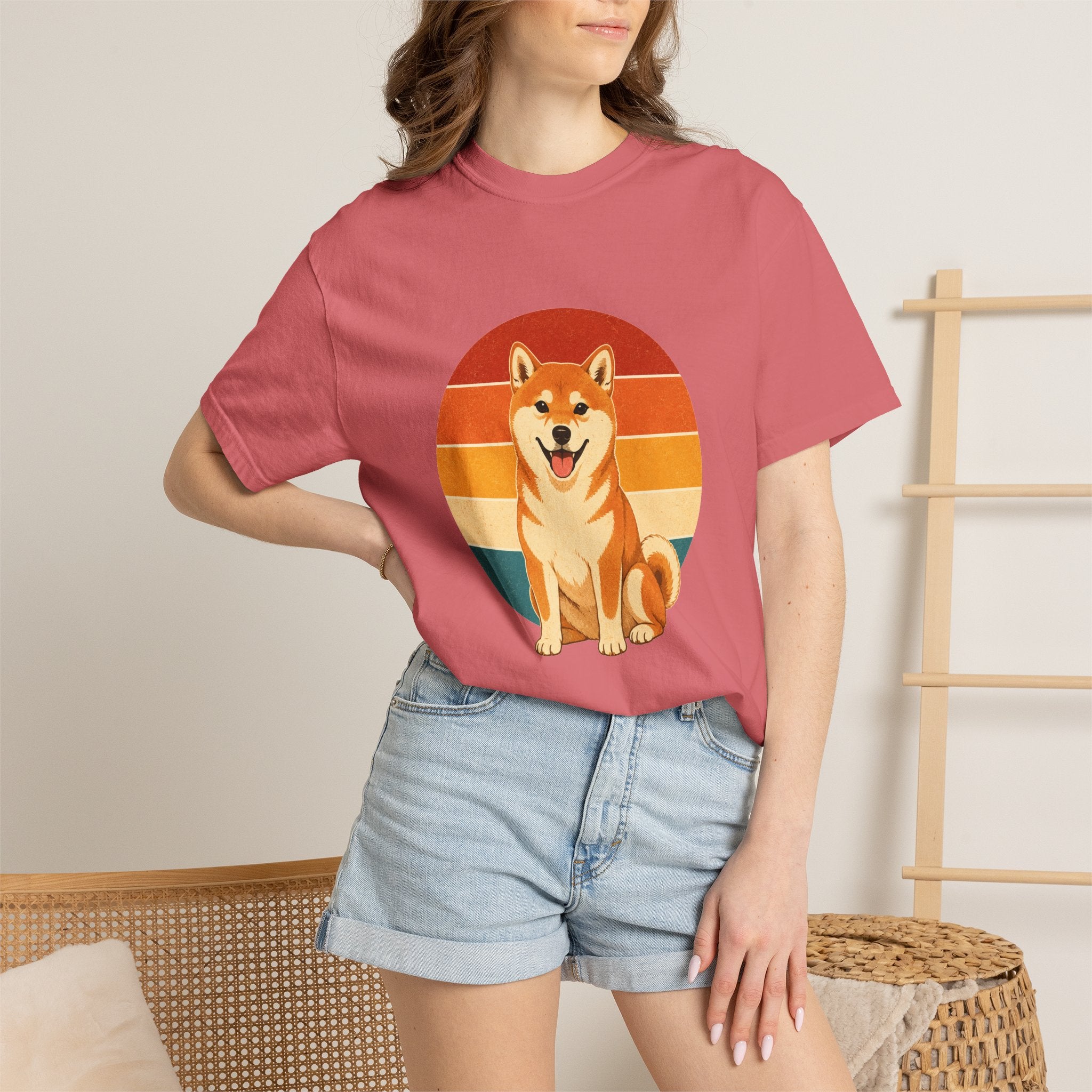 PawJoy Shiba Inu Retro Sunset Tee