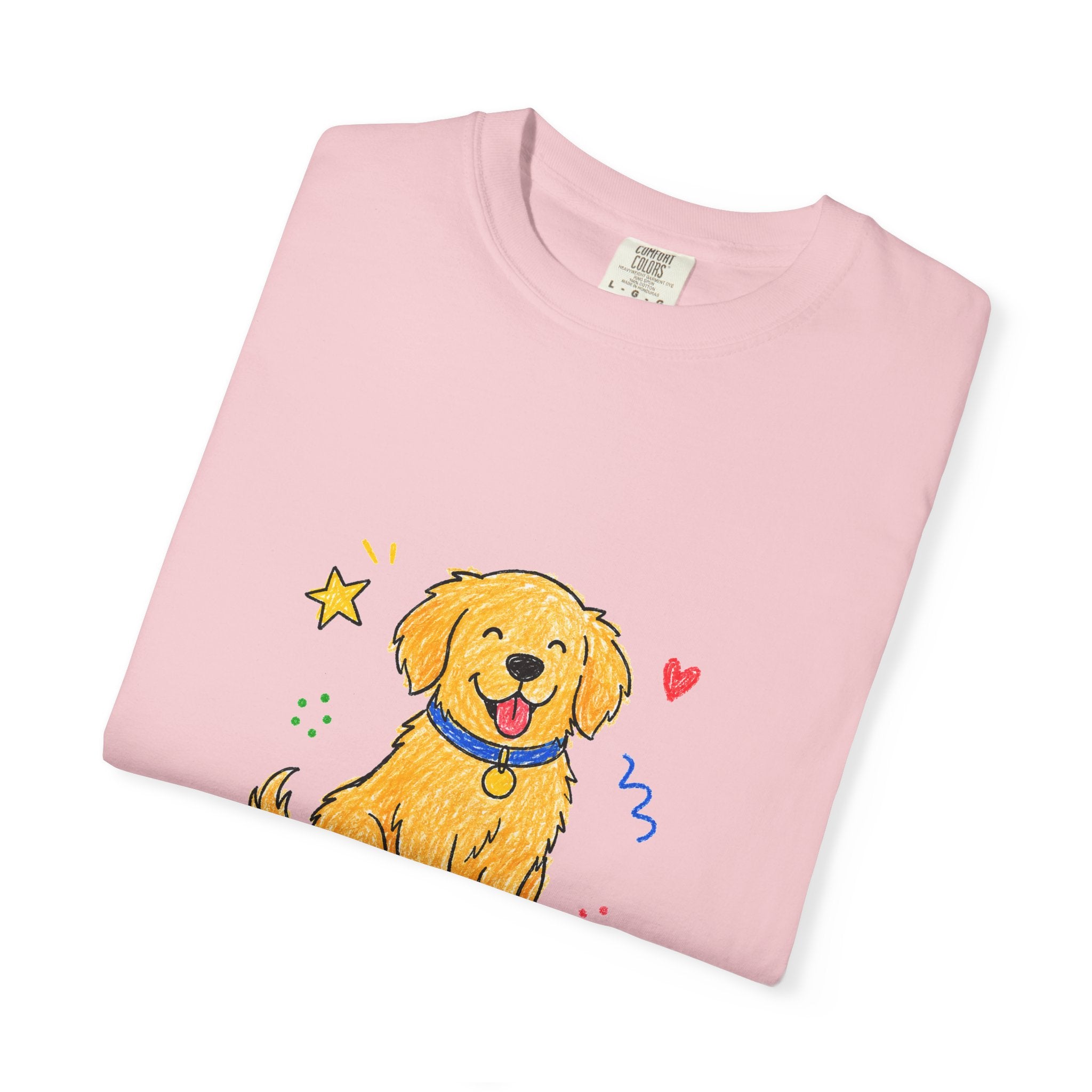 PawJoy Golden Retriever Custom Name Crayon Tee