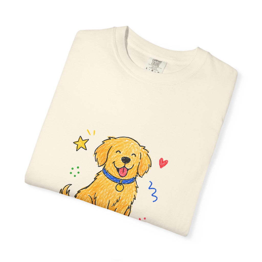 PawJoy Golden Retriever Custom Name Crayon Tee