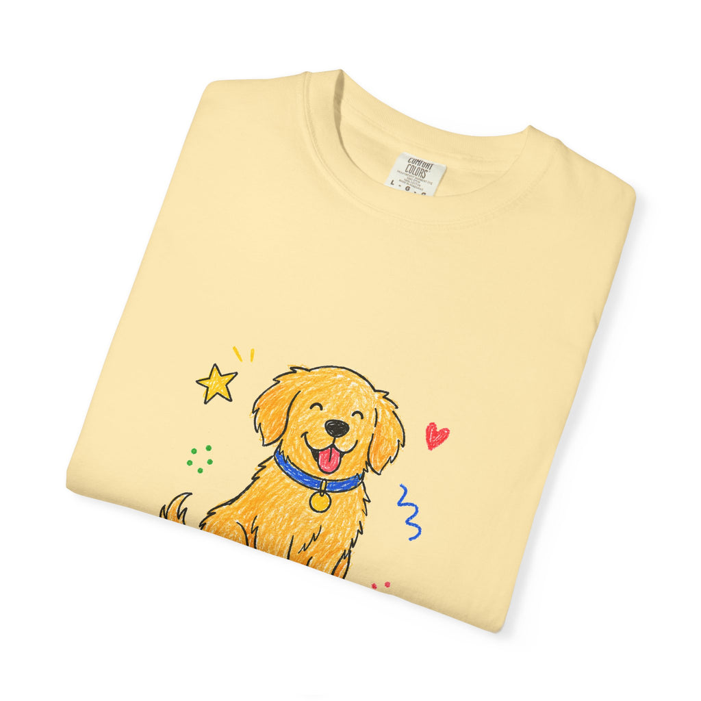 PawJoy Golden Retriever Custom Name Crayon Tee