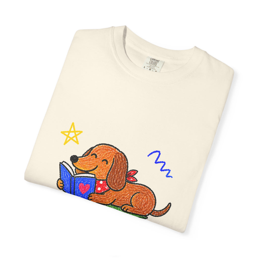 PawJoy Dachshund Book Lover Crayon Tee