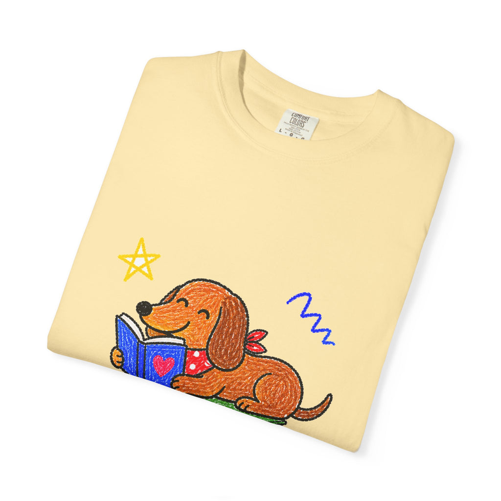 PawJoy Dachshund Book Lover Crayon Tee