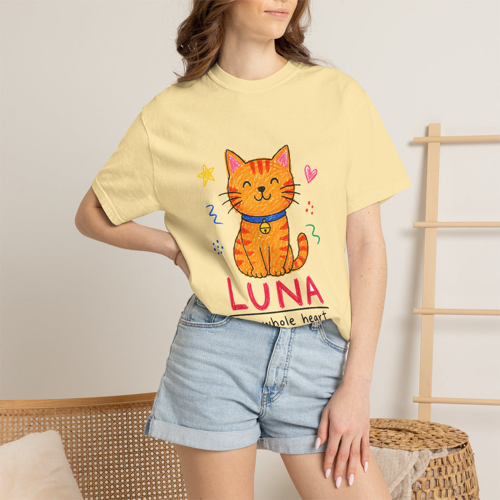 PawJoy Tabby Cat Custom Name Crayon Tee