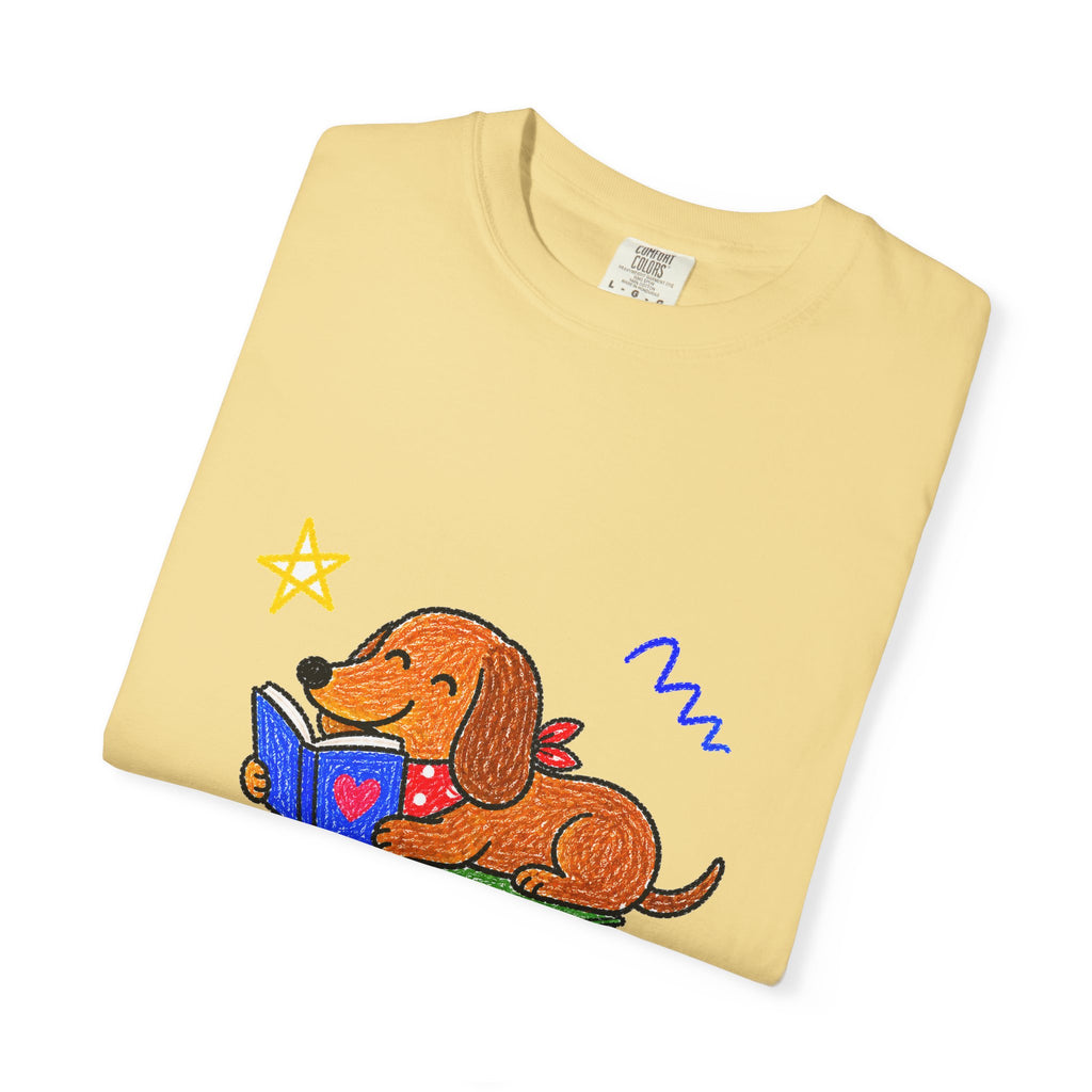 PawJoy Dachshund Book Lover Crayon Tee