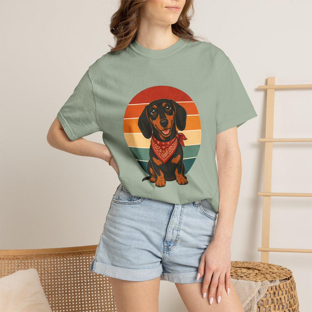 PawJoy Dachshund Bandana Retro Sunset Tee