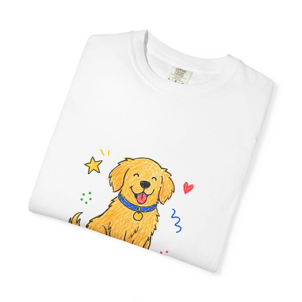 PawJoy Golden Retriever Custom Name Crayon Tee