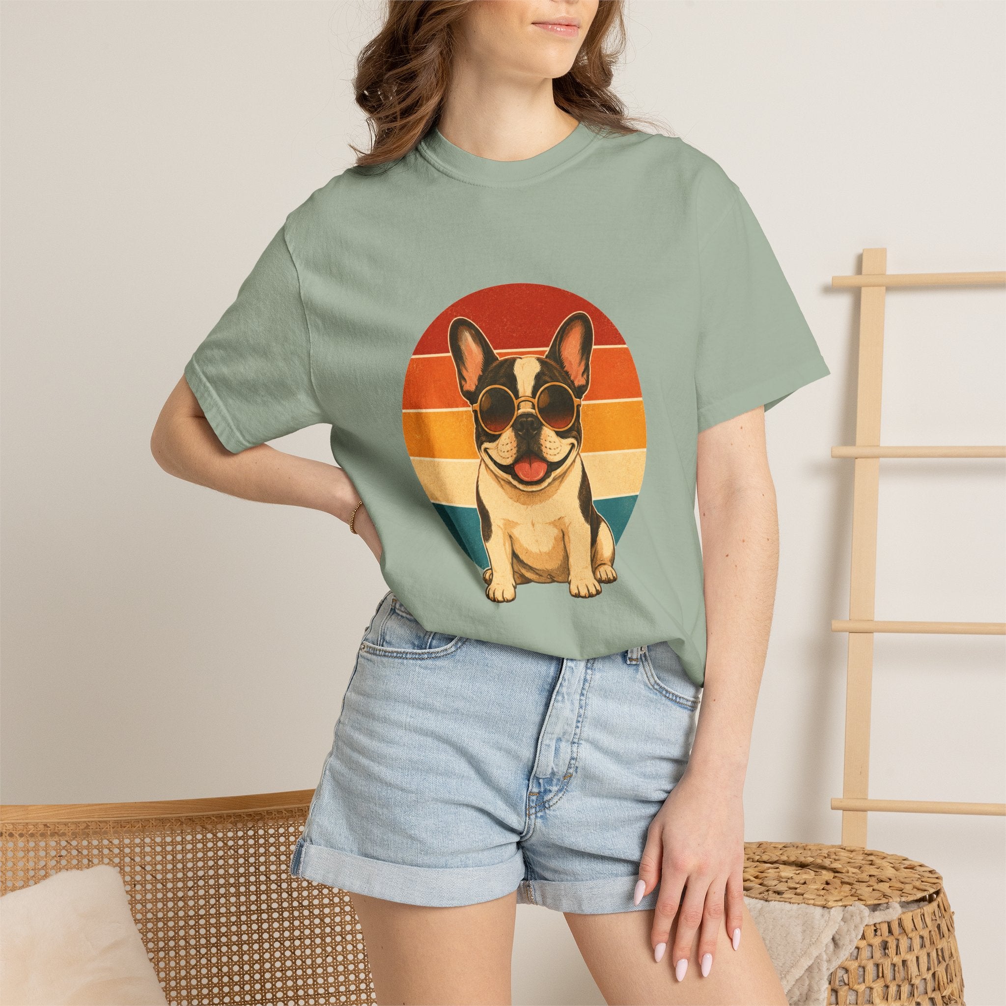 PawJoy French Bulldog Shades Retro Sunset Tee
