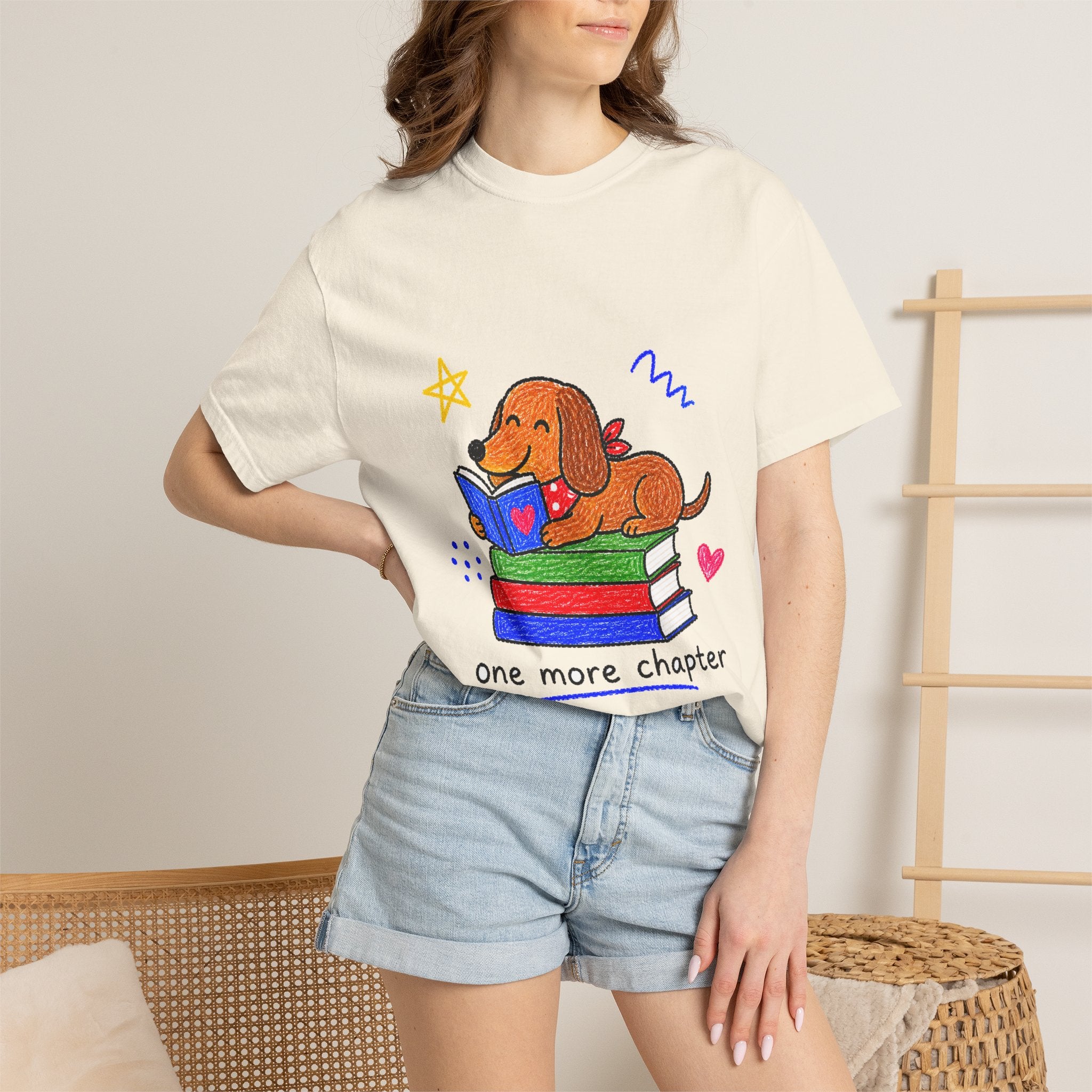PawJoy Dachshund Book Lover Crayon Tee