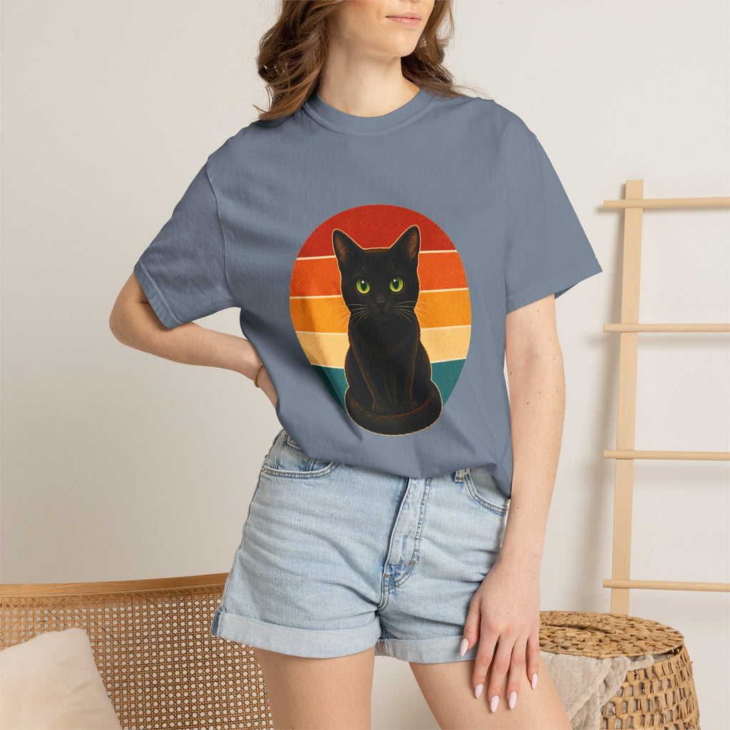 PawJoy Black Cat Retro Sunset Tee