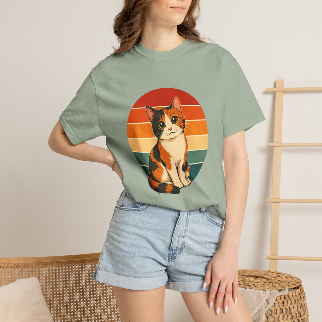 PawJoy Calico Cat Retro Sunset Tee