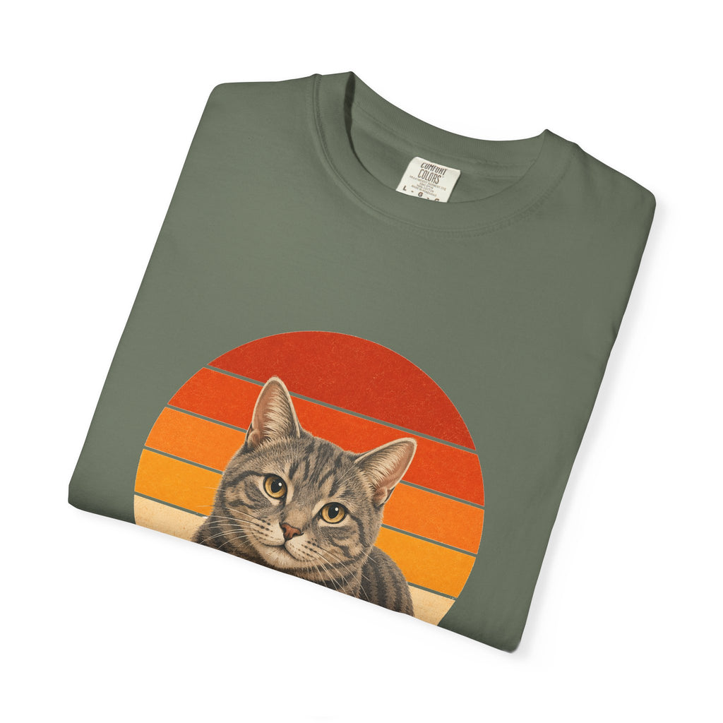 PawJoy Grey Tabby Cat Retro Sunset Tee