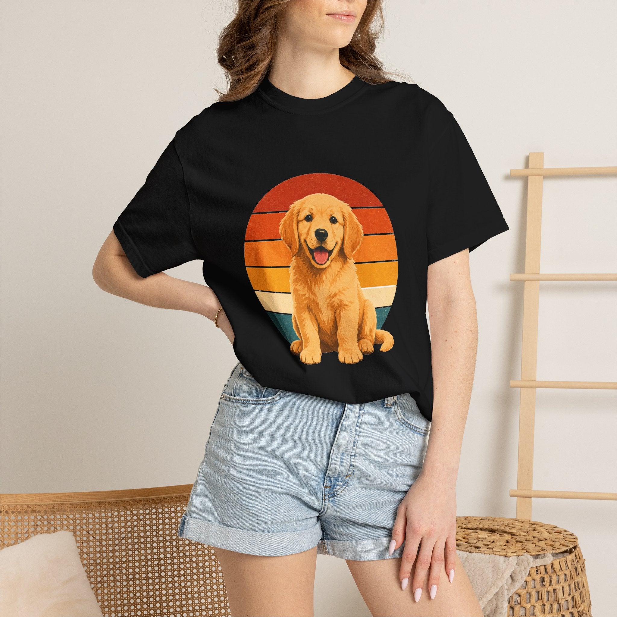 PawJoy Golden Retriever Retro Sunset Tee