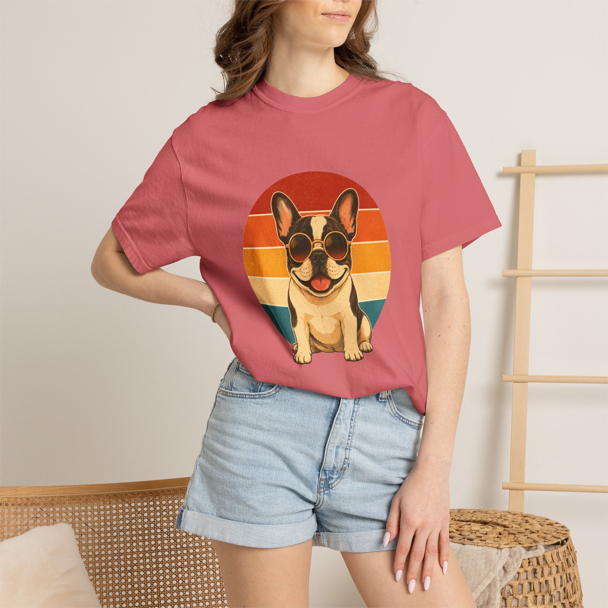 PawJoy French Bulldog Shades Retro Sunset Tee
