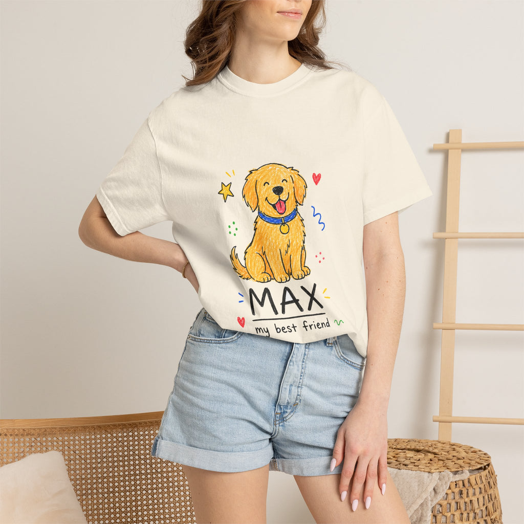 PawJoy Golden Retriever Custom Name Crayon Tee