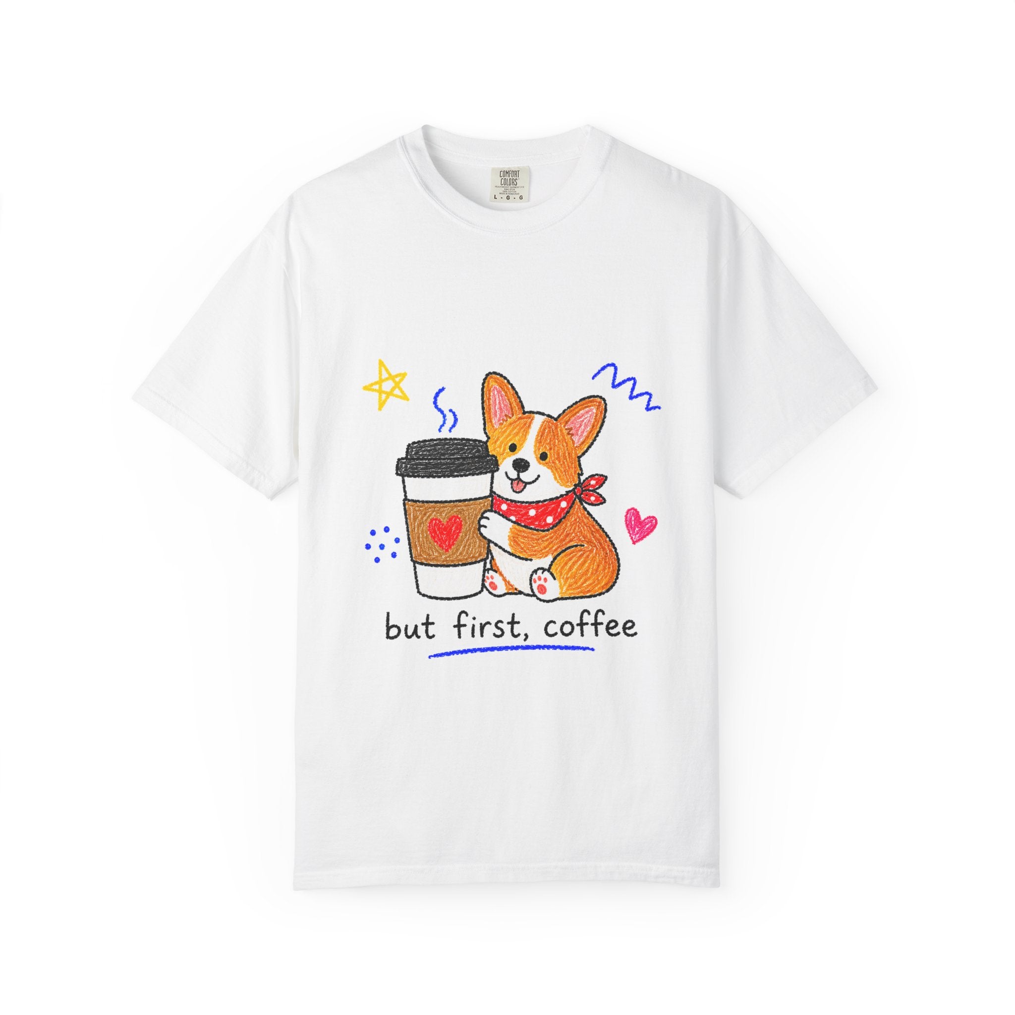 PawJoy Corgi Coffee Crayon Tee