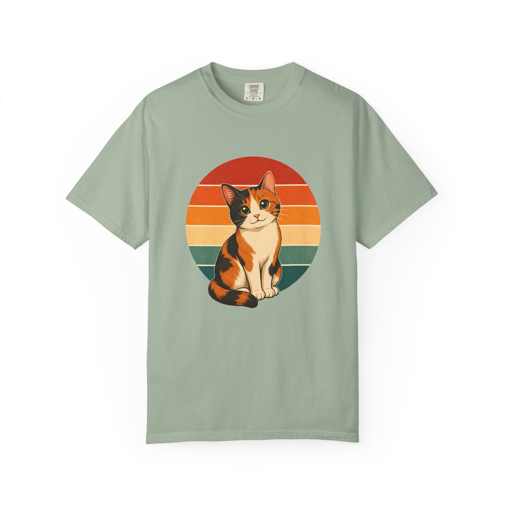 PawJoy Calico Cat Retro Sunset Tee