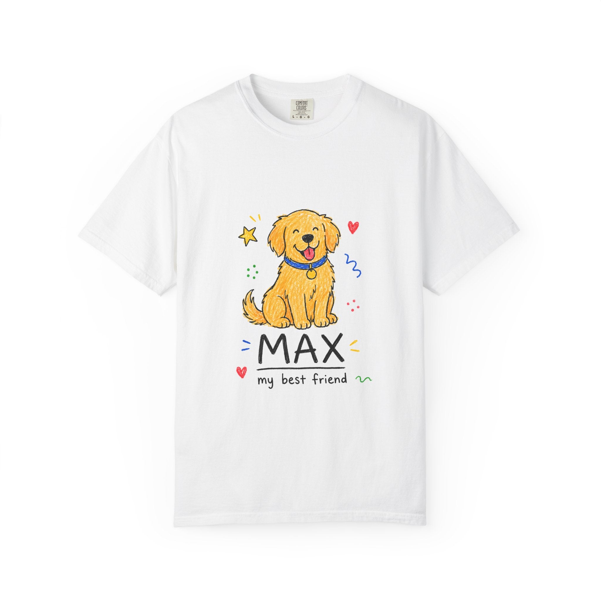 PawJoy Golden Retriever Custom Name Crayon Tee
