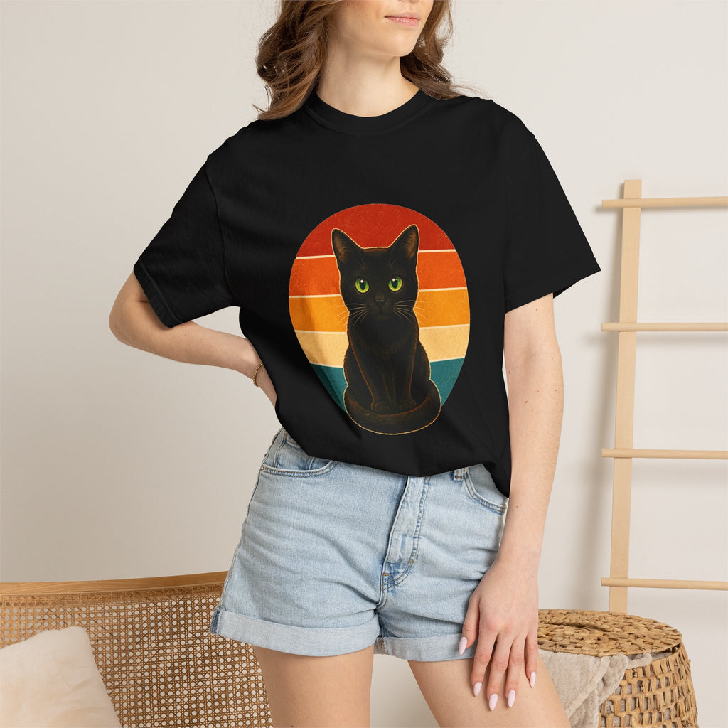 PawJoy Black Cat Retro Sunset Tee