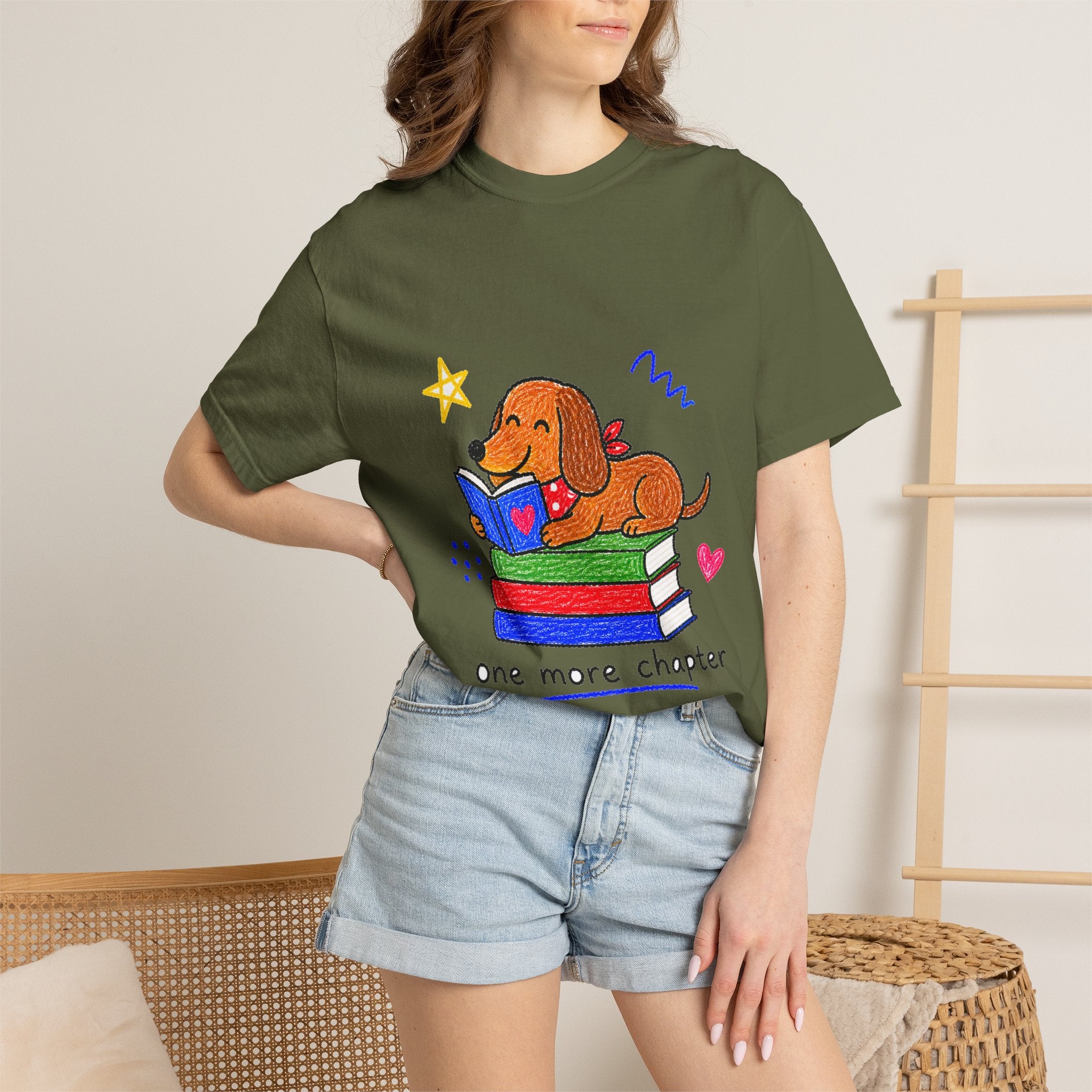 PawJoy Dachshund Book Lover Crayon Tee