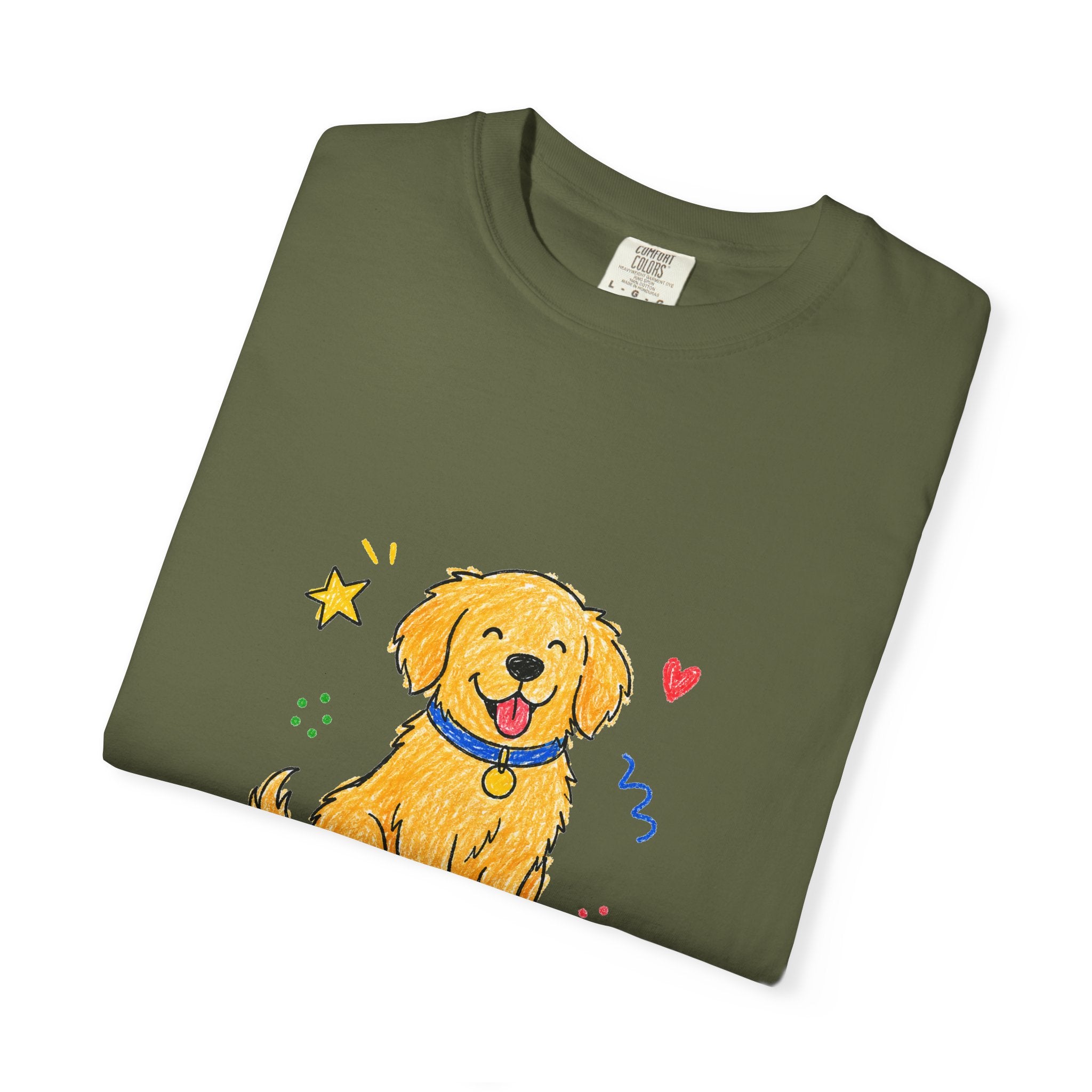 PawJoy Golden Retriever Custom Name Crayon Tee