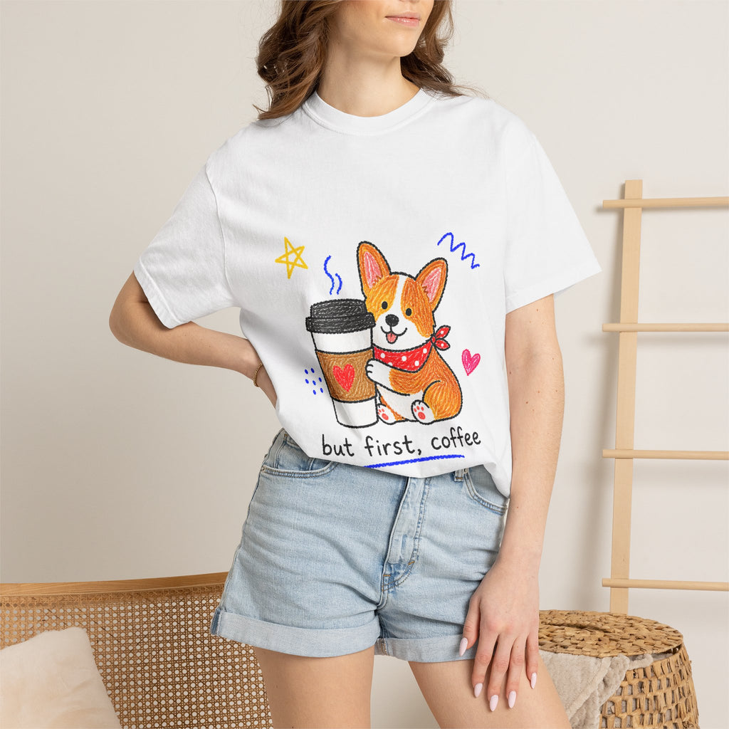 PawJoy Corgi Coffee Crayon Tee