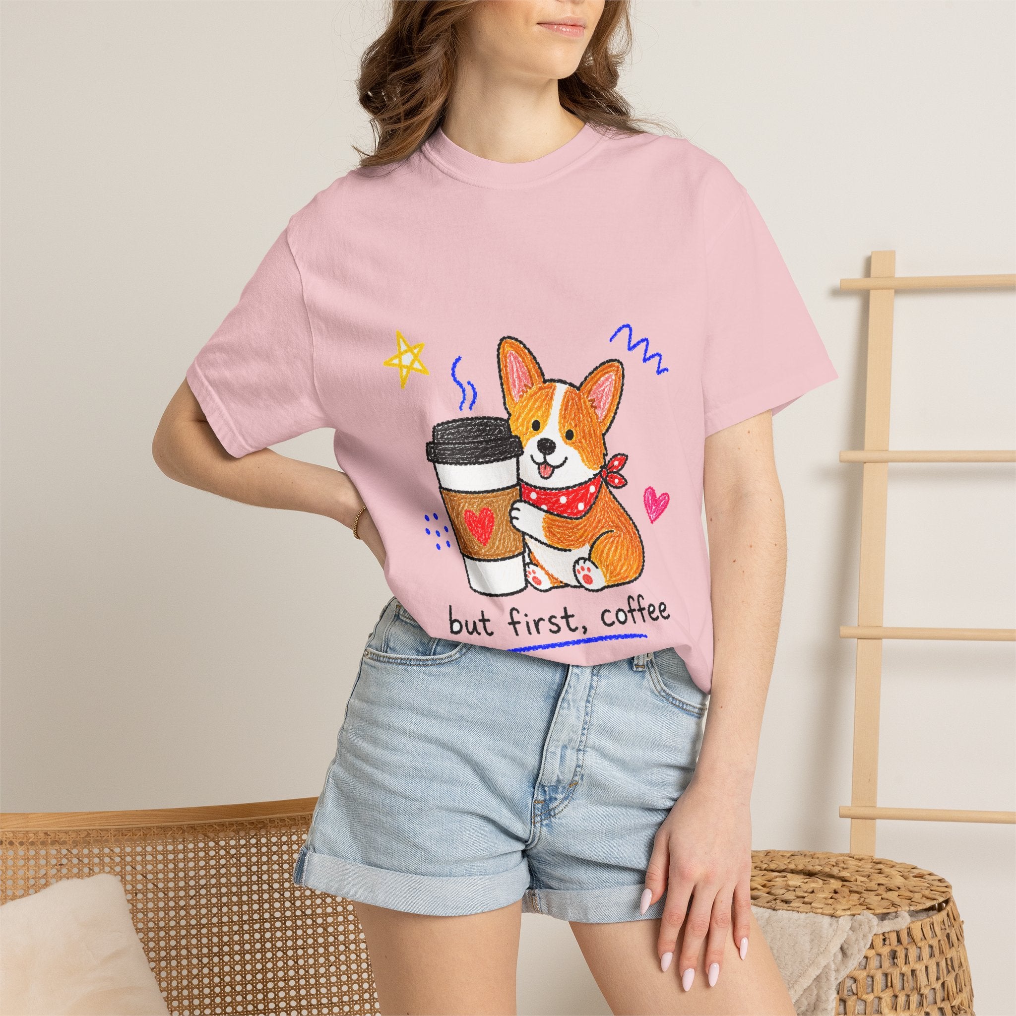 PawJoy Corgi Coffee Crayon Tee