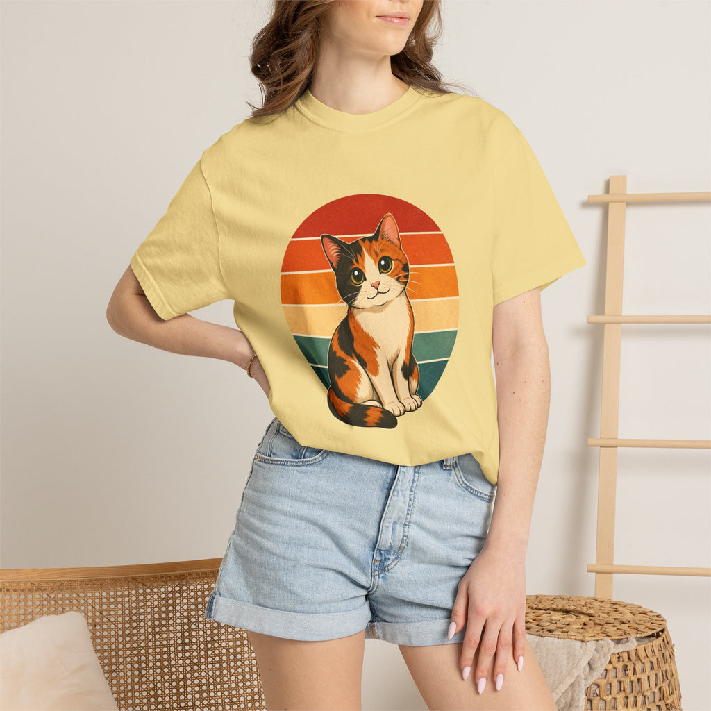 PawJoy Calico Cat Retro Sunset Tee