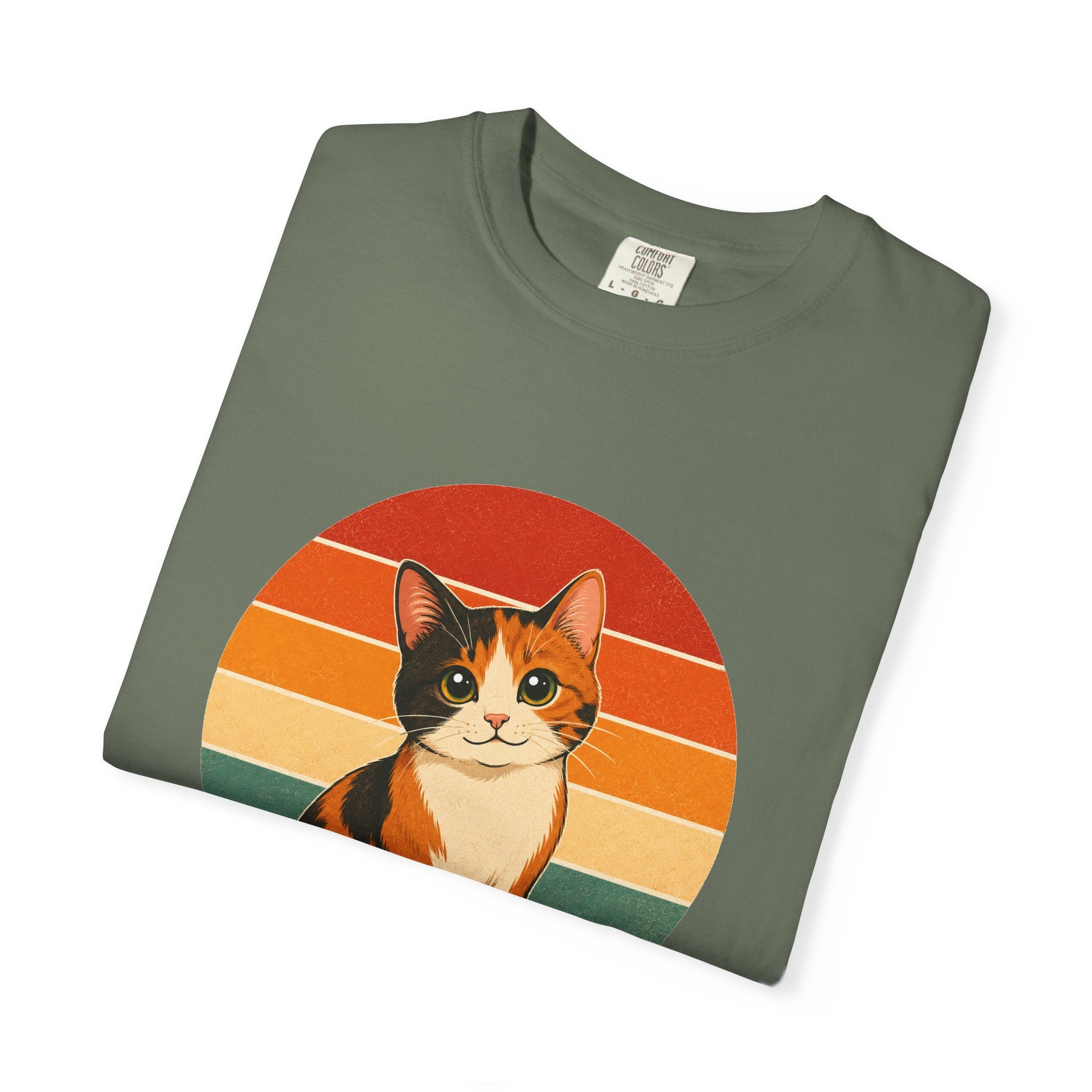 PawJoy Calico Cat Retro Sunset Tee