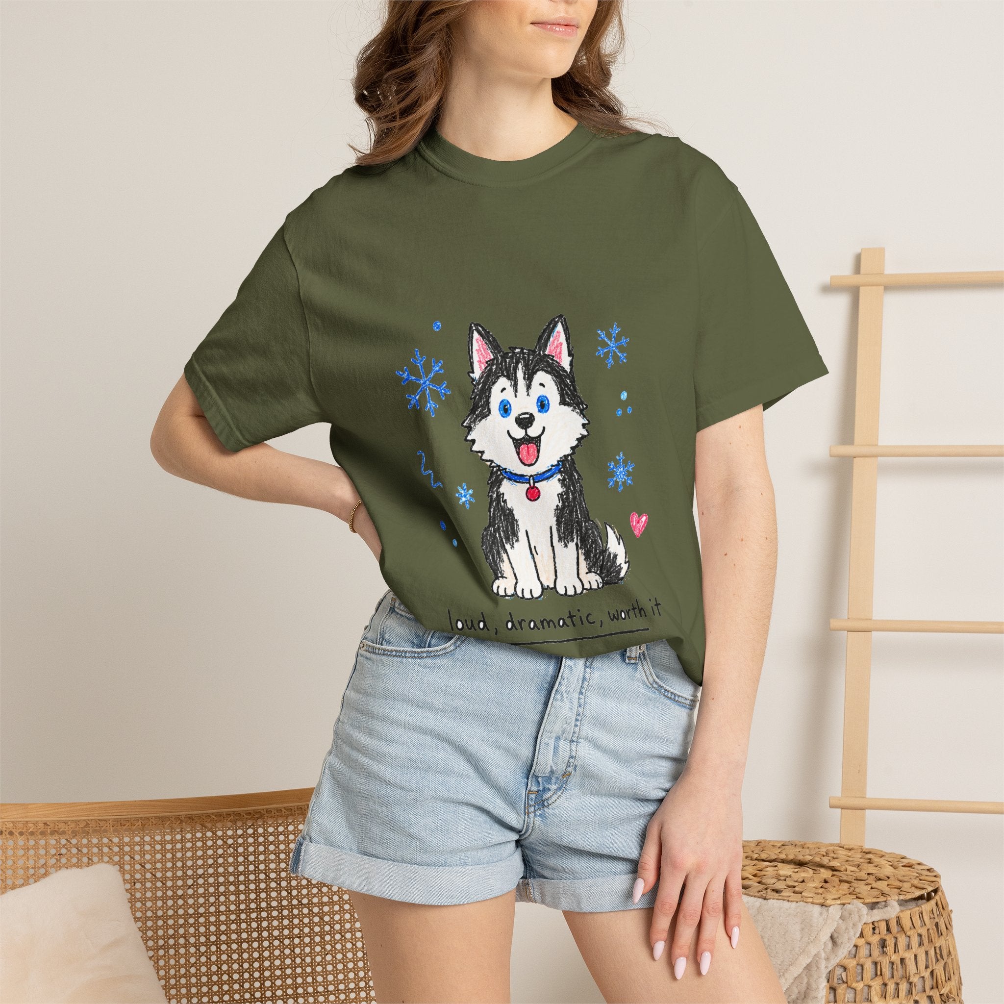 PawJoy Husky Snow Crayon Tee